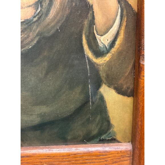 Vintage Monk Wine Art Rustic Wood Framed Painting - Picture 6 of 9